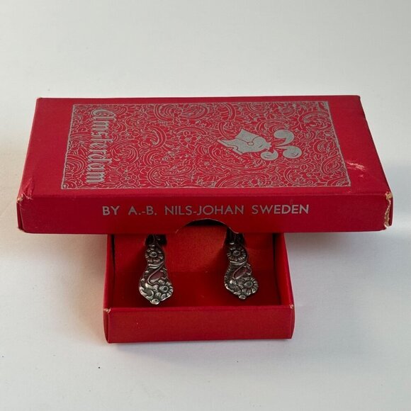 Vtg Nils-Johan Sweden Silver Plated Fork Spoon Condiments Set Box Scandinavian - Picture 5 of 5